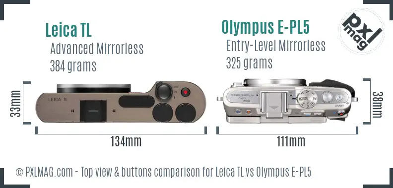 Leica TL vs Olympus E-PL5 top view buttons comparison