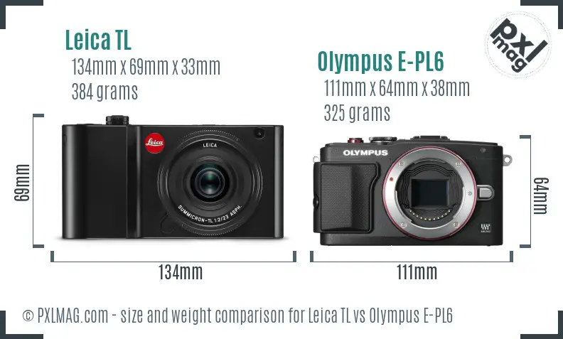 Leica TL vs Olympus E-PL6 size comparison