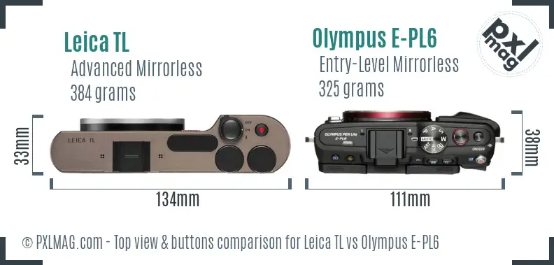 Leica TL vs Olympus E-PL6 top view buttons comparison