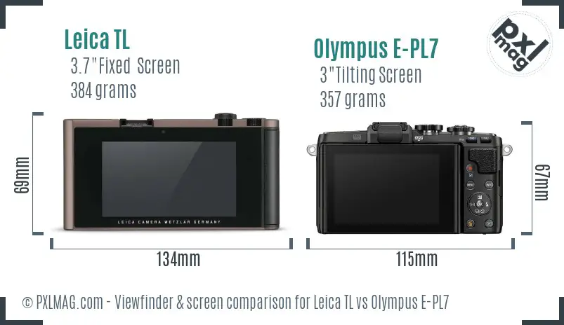 Leica TL vs Olympus E-PL7 Screen and Viewfinder comparison