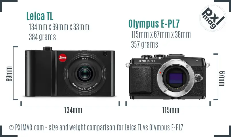 Leica TL vs Olympus E-PL7 size comparison