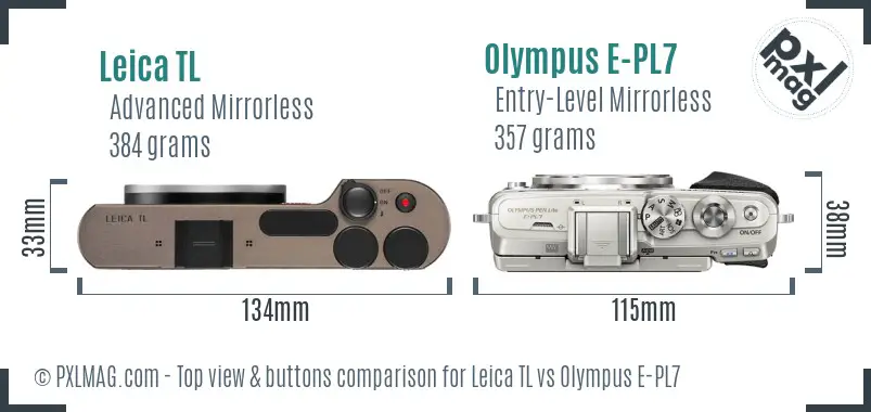 Leica TL vs Olympus E-PL7 top view buttons comparison