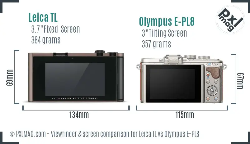 Leica TL vs Olympus E-PL8 Screen and Viewfinder comparison