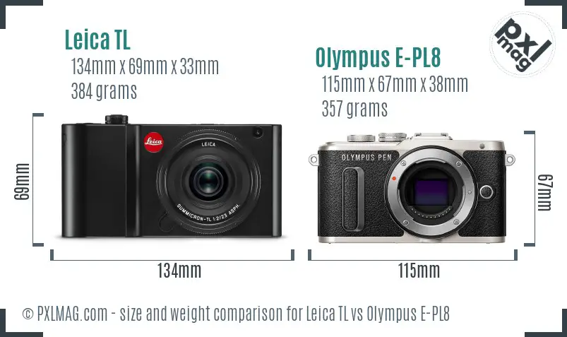 Leica TL vs Olympus E-PL8 size comparison