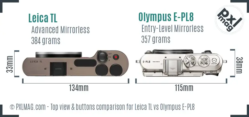 Leica TL vs Olympus E-PL8 top view buttons comparison