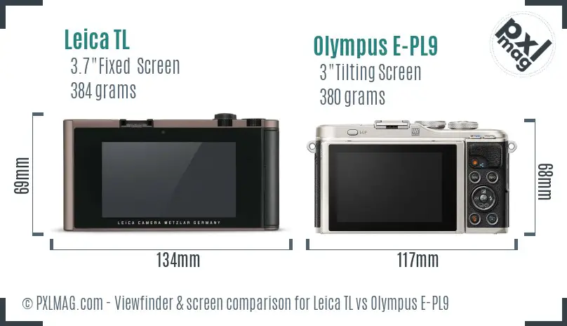 Leica TL vs Olympus E-PL9 Screen and Viewfinder comparison