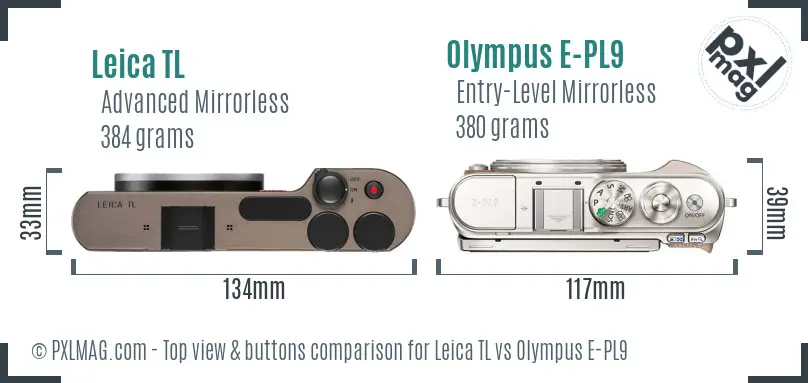 Leica TL vs Olympus E-PL9 top view buttons comparison