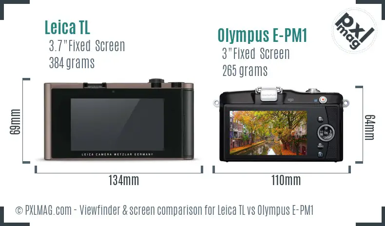 Leica TL vs Olympus E-PM1 Screen and Viewfinder comparison