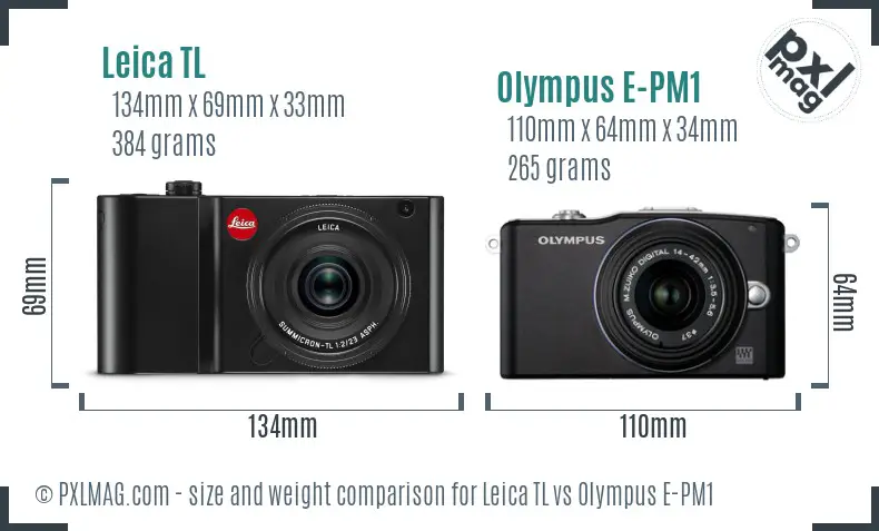 Leica TL vs Olympus E-PM1 size comparison