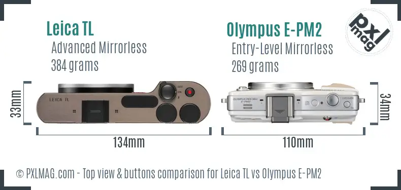 Leica TL vs Olympus E-PM2 top view buttons comparison