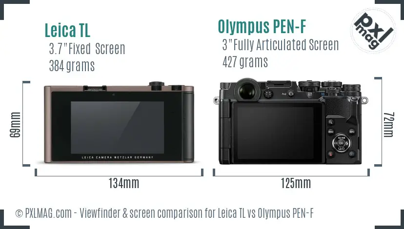 Leica TL vs Olympus PEN-F Screen and Viewfinder comparison