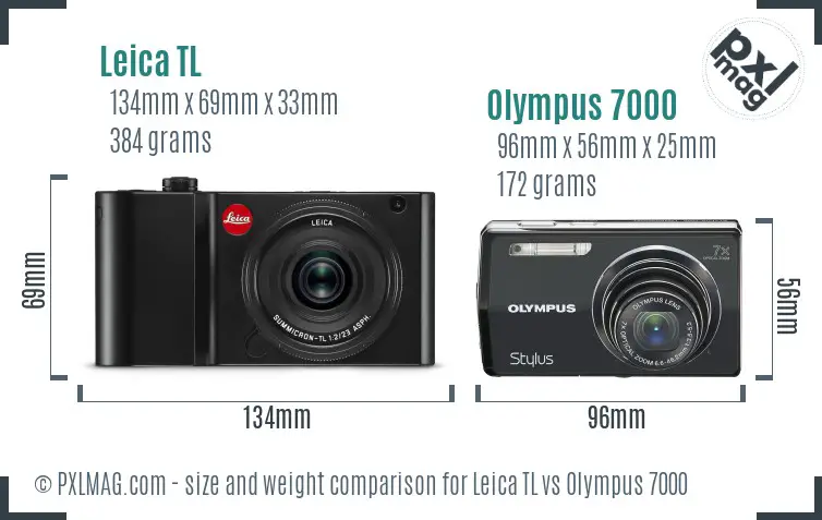 Leica TL vs Olympus 7000 size comparison