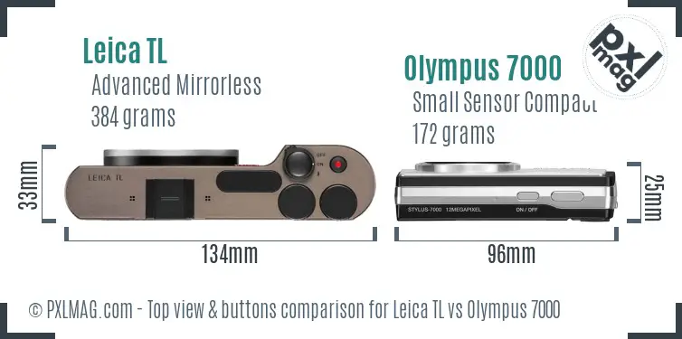 Leica TL vs Olympus 7000 top view buttons comparison