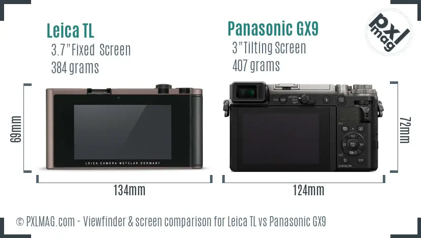 Leica TL vs Panasonic GX9 Screen and Viewfinder comparison