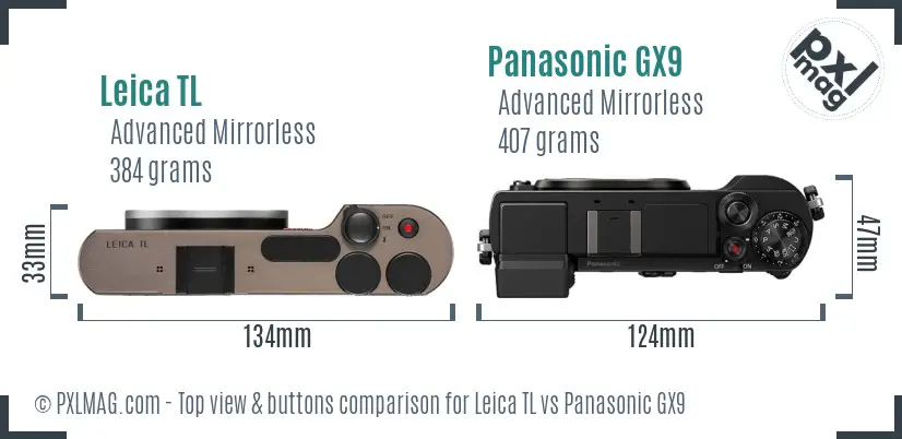 Leica TL vs Panasonic GX9 top view buttons comparison