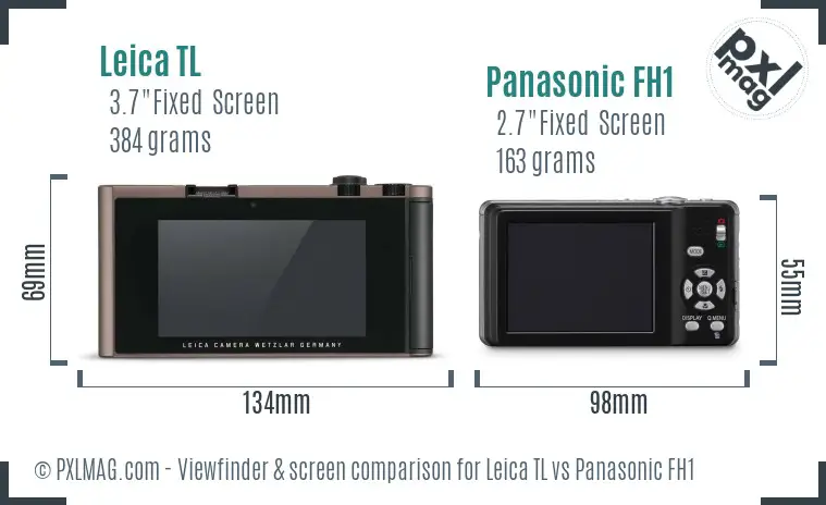 Leica TL vs Panasonic FH1 Screen and Viewfinder comparison