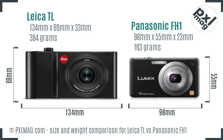 Leica TL vs Panasonic FH1 size comparison