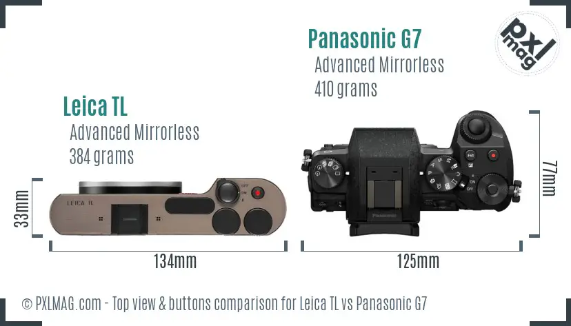 Leica TL vs Panasonic G7 top view buttons comparison