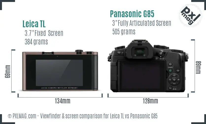 Leica TL vs Panasonic G85 Screen and Viewfinder comparison