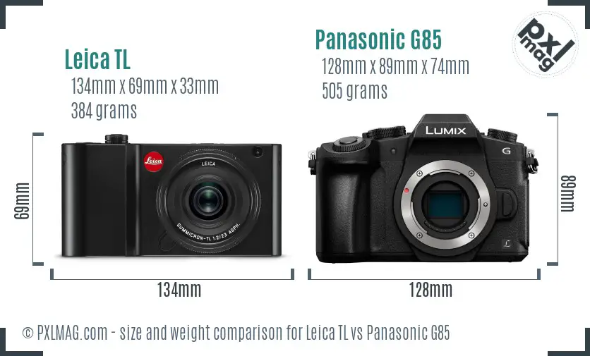 Leica TL vs Panasonic G85 size comparison