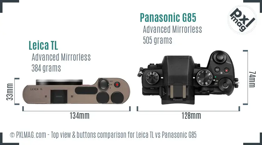 Leica TL vs Panasonic G85 top view buttons comparison