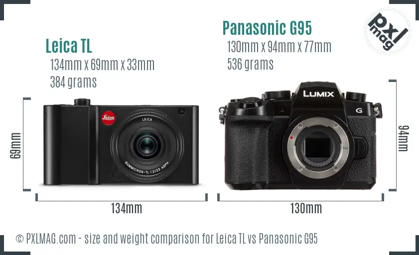 Leica TL vs Panasonic G95 size comparison