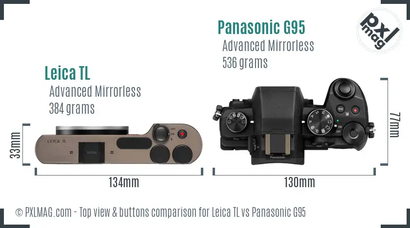 Leica TL vs Panasonic G95 top view buttons comparison