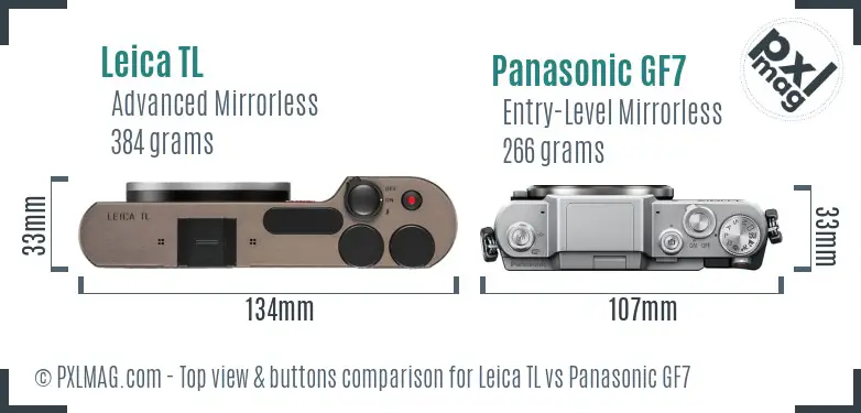 Leica TL vs Panasonic GF7 top view buttons comparison