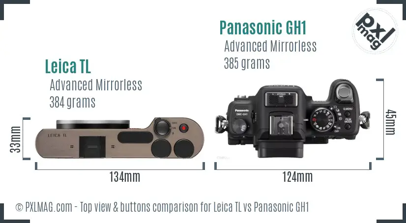 Leica TL vs Panasonic GH1 top view buttons comparison