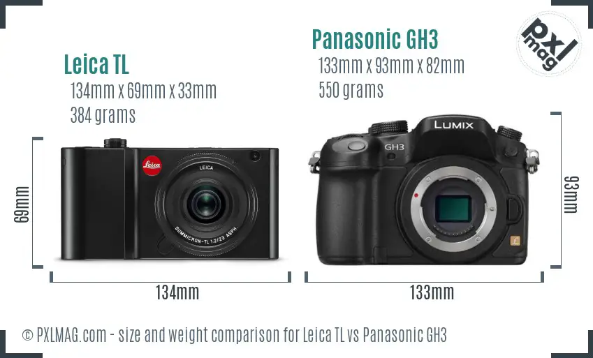Leica TL vs Panasonic GH3 size comparison
