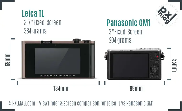 Leica TL vs Panasonic GM1 Screen and Viewfinder comparison