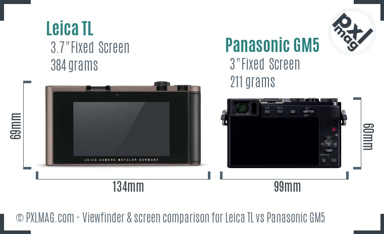 Leica TL vs Panasonic GM5 Screen and Viewfinder comparison