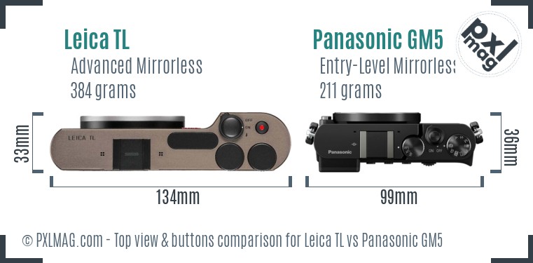 Leica TL vs Panasonic GM5 top view buttons comparison