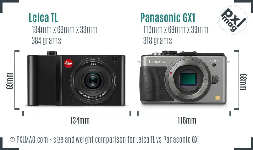 Leica TL vs Panasonic GX1 size comparison
