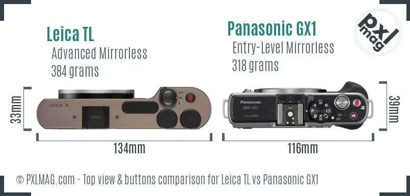 Leica TL vs Panasonic GX1 top view buttons comparison