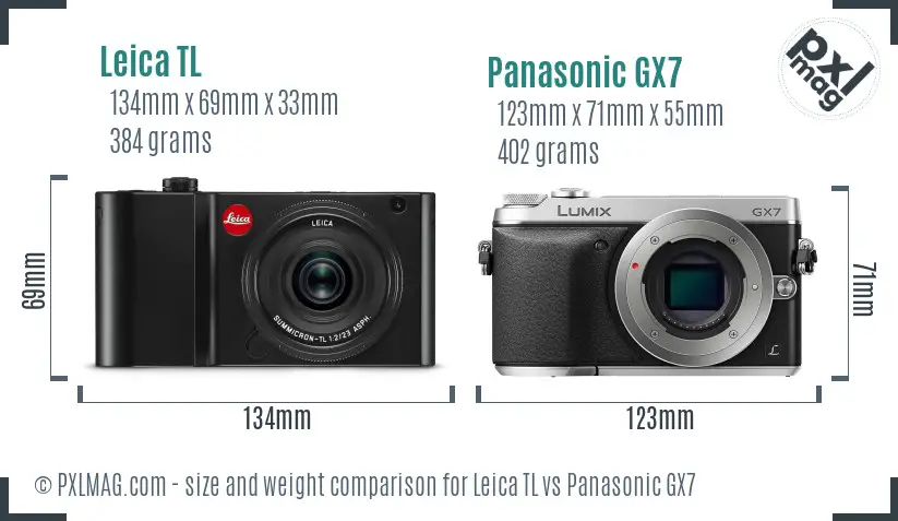 Leica TL vs Panasonic GX7 size comparison