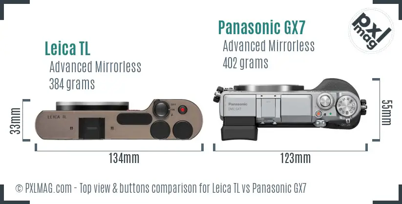 Leica TL vs Panasonic GX7 top view buttons comparison