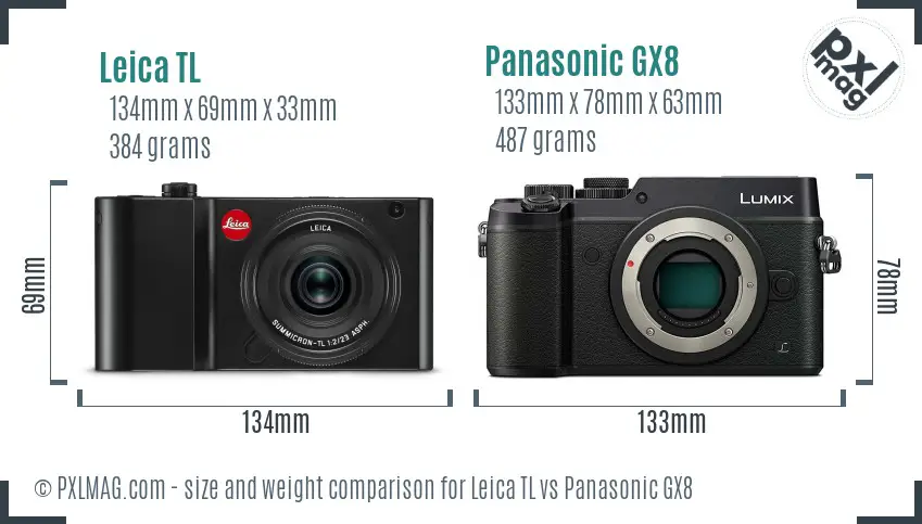 Leica TL vs Panasonic GX8 size comparison Leica TL vs Panasonic GX8 size comparison
