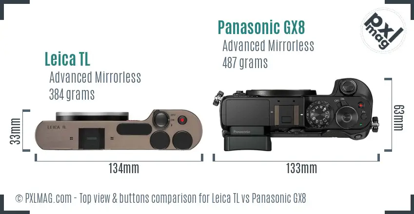 Leica TL vs Panasonic GX8 top view buttons comparison Leica TL vs Panasonic GX8 top view buttons comparison