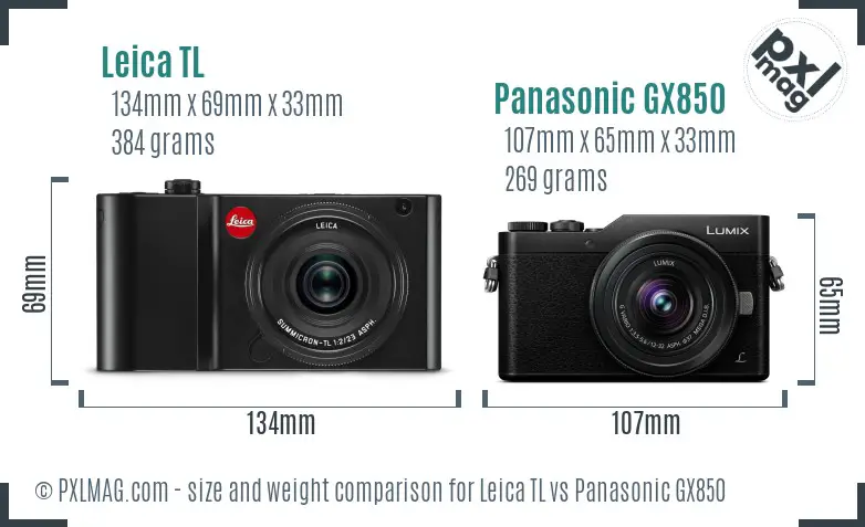 Leica TL vs Panasonic GX850 size comparison Leica TL vs Panasonic GX850 size comparison