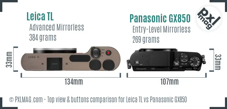 Leica TL vs Panasonic GX850 top view buttons comparison Leica TL vs Panasonic GX850 top view buttons comparison