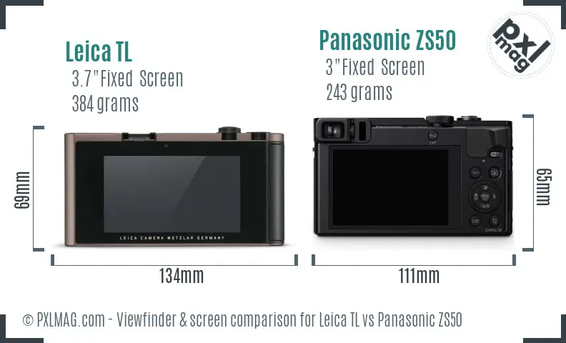 Leica TL vs Panasonic ZS50 Screen and Viewfinder comparison