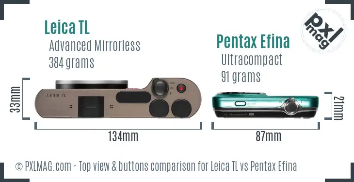 Leica TL vs Pentax Efina top view buttons comparison