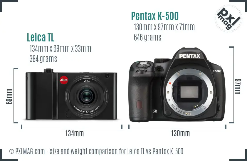 Leica TL vs Pentax K-500 size comparison