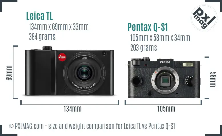 Leica TL vs Pentax Q-S1 size comparison