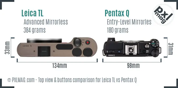 Leica TL vs Pentax Q top view buttons comparison