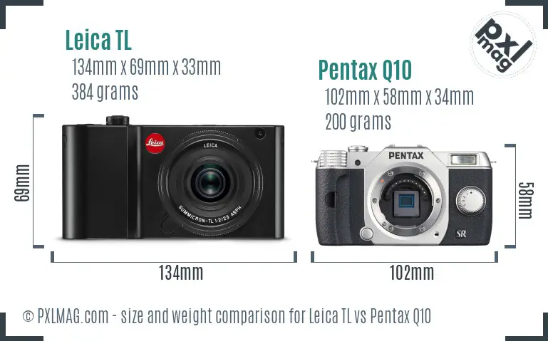 Leica TL vs Pentax Q10 size comparison