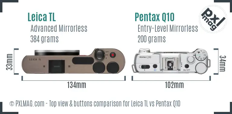 Leica TL vs Pentax Q10 top view buttons comparison