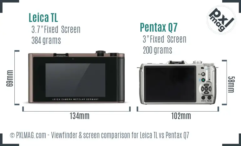 Leica TL vs Pentax Q7 Screen and Viewfinder comparison