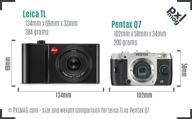 Leica TL vs Pentax Q7 size comparison
